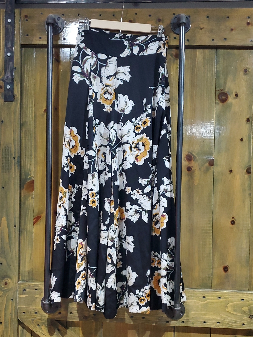 Black Floral Super Wide-Leg Palazzo Pants Elegant Flow W Slit Dressy Runway Glam